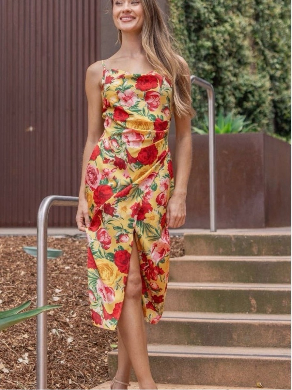 Inmod verte Palmer floral slip dress NWT